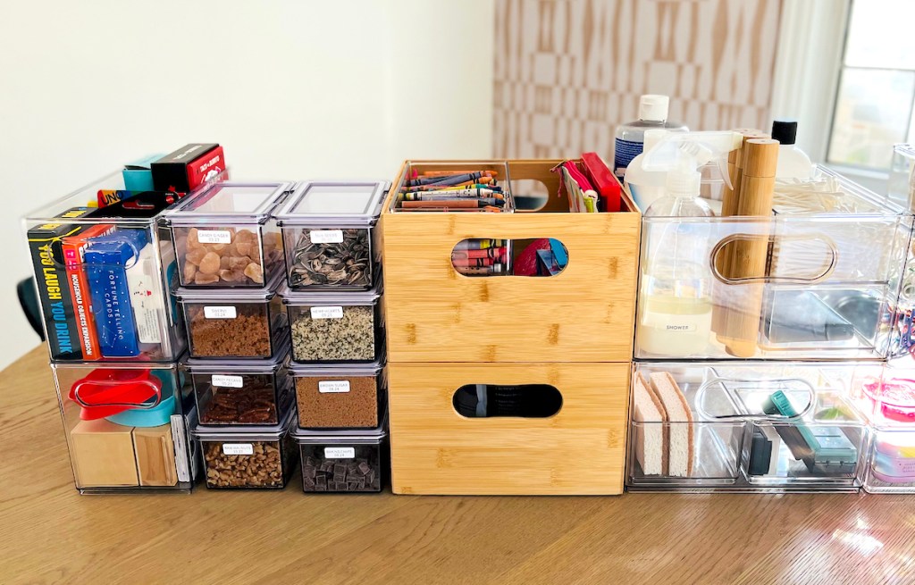 various styles of organizers on table