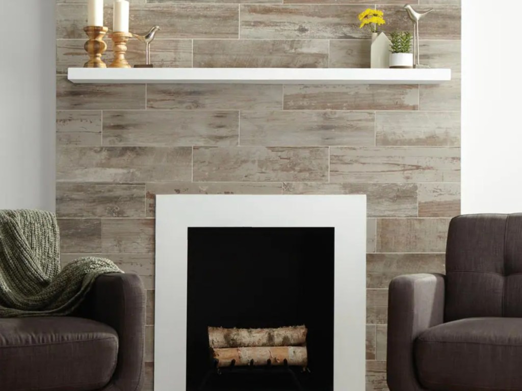 tile on fireplace