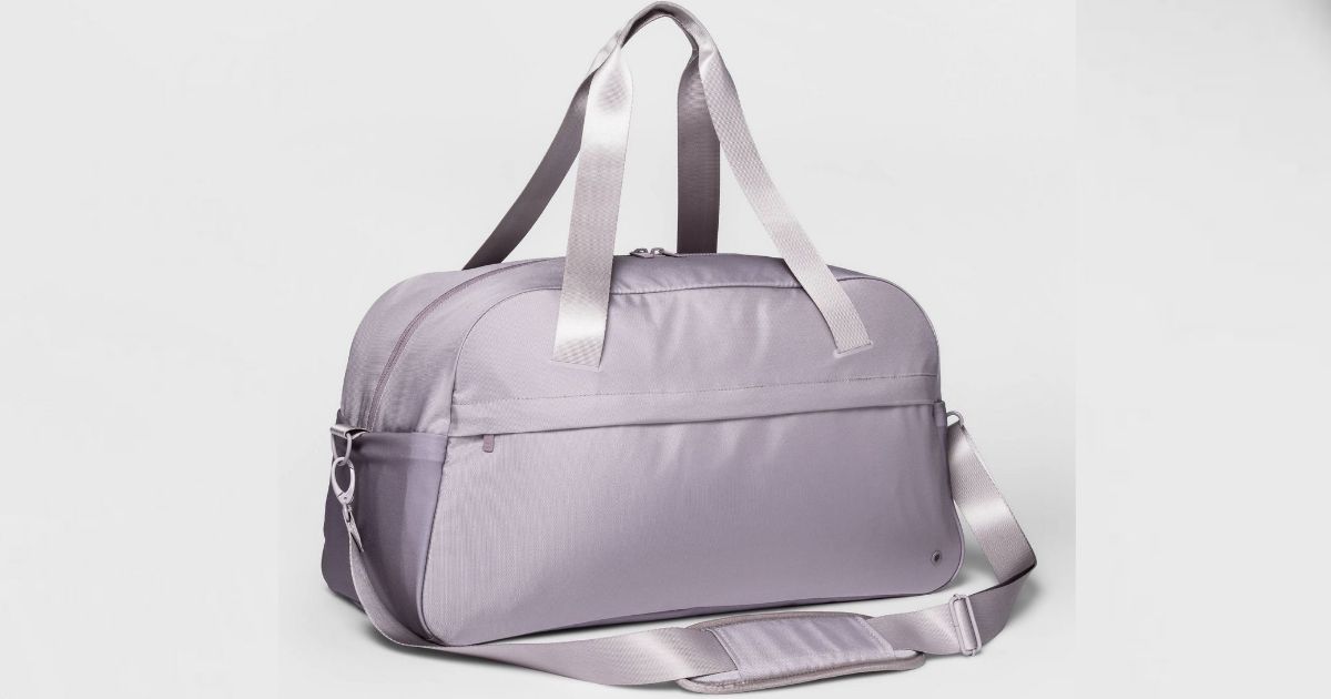 purple weekender bag
