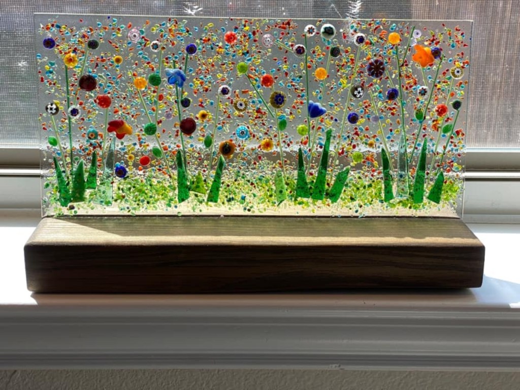 wildflower glass art display