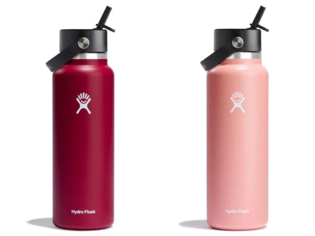 Berry and Grapefruit Pink Hydro Flask bottles