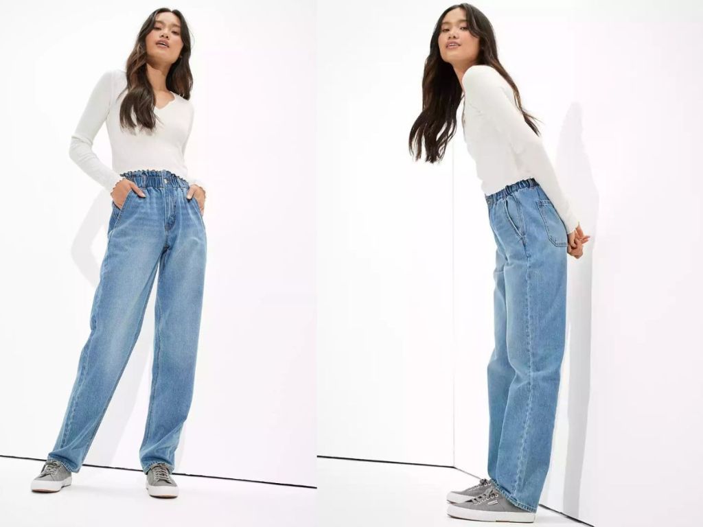 front and side view of AE jeans