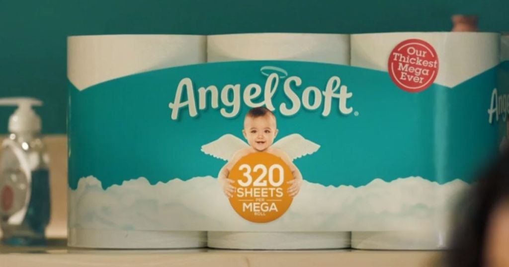 Angel Soft Toilet Paper sitting on counter