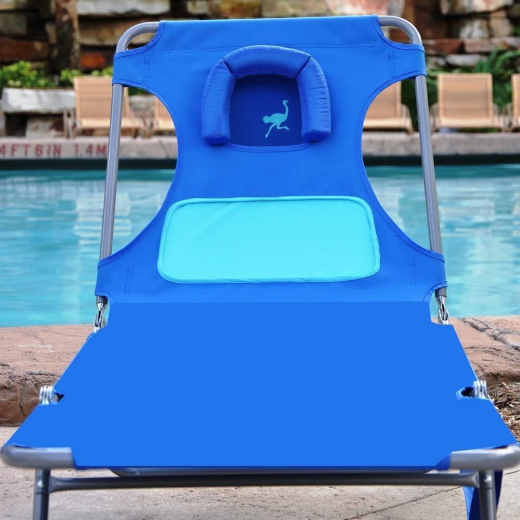 Blue Chaise Chair next to pool