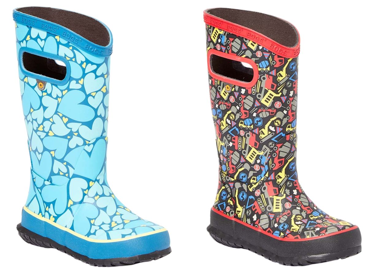 Bogs Kids Boots Blue Hearts and Multi colored trucks