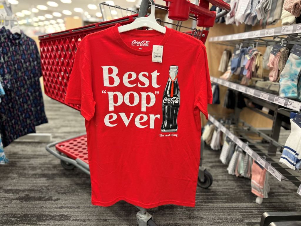 Red shirt that says Best pop ever with a coke bottle on it