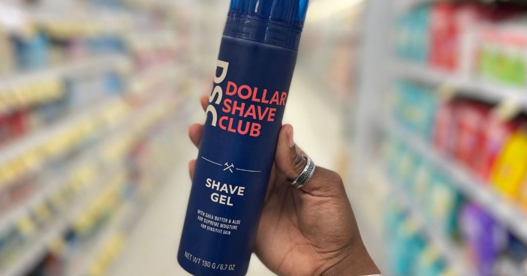 hand holding a Dollar Shave Club Shave Gel