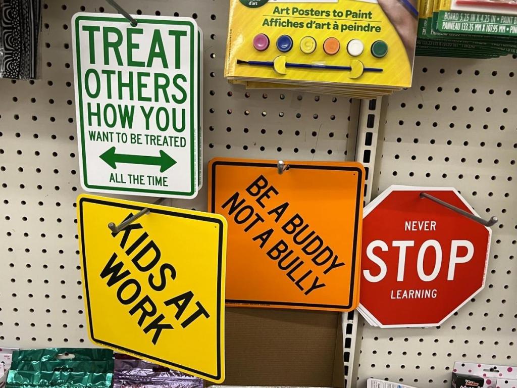 Street Sign Decor with Positive Messaging at Dollar Tree