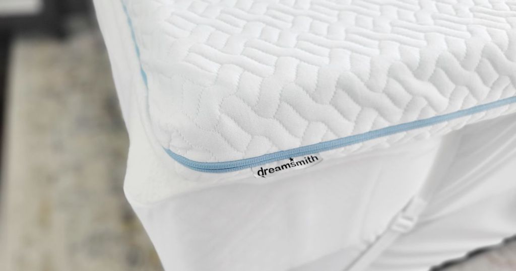 close up of dreamsmith mattress topper
