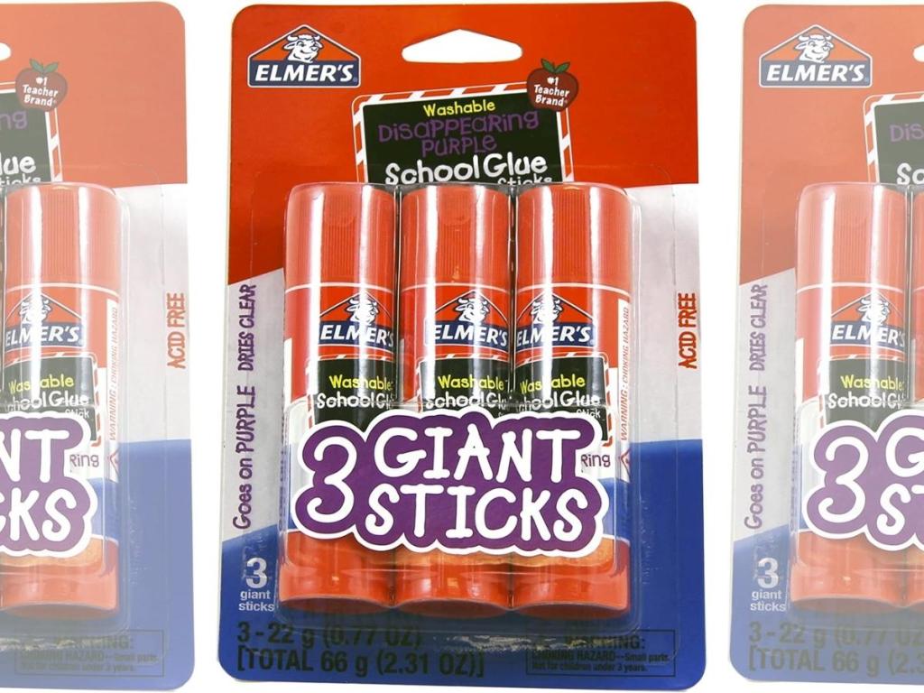 Elmer's Disappearing Purple School Glue GIANT Sticks 3-Pack
