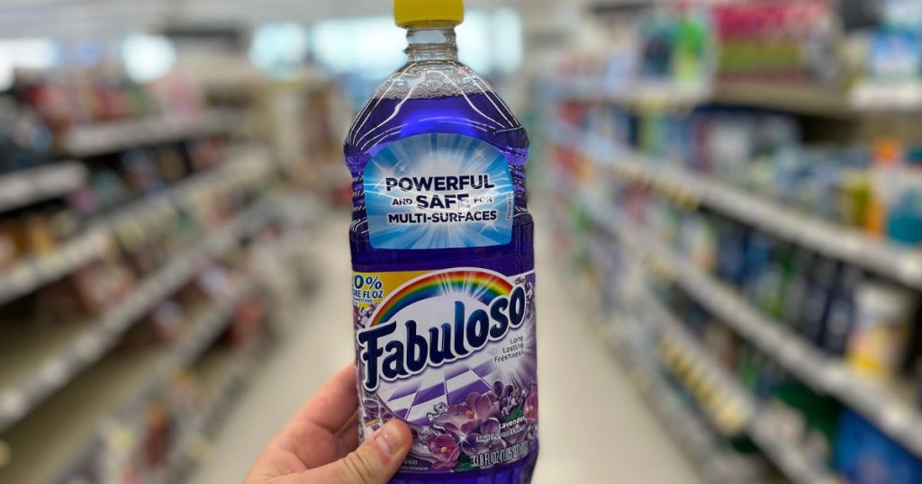 hand holding a bottle of Fabuloso