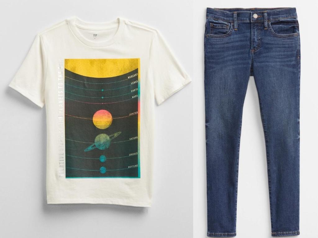 gap factory boys graphic tee and jeans