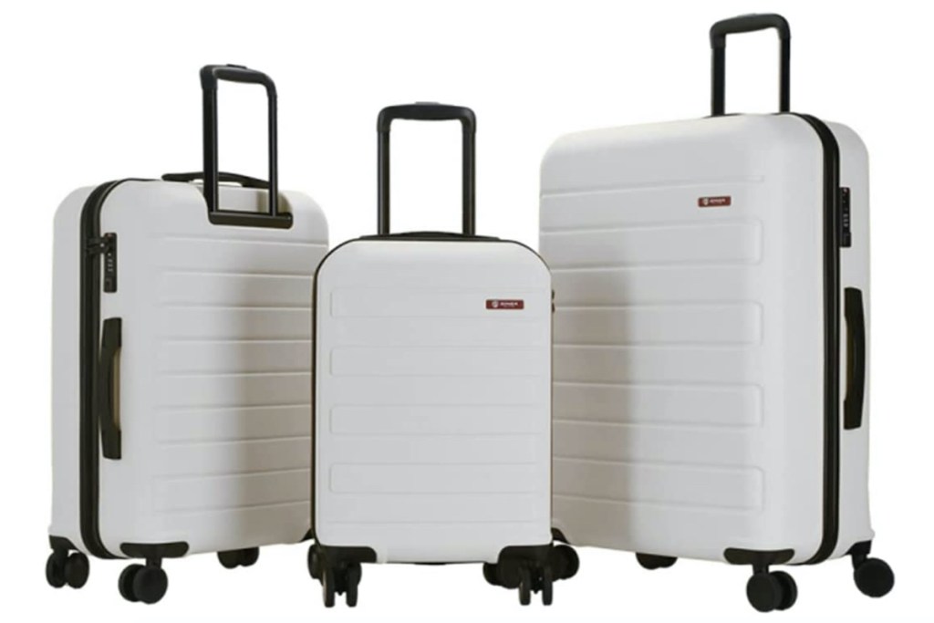 set of white and black suitcase stock photo with white background