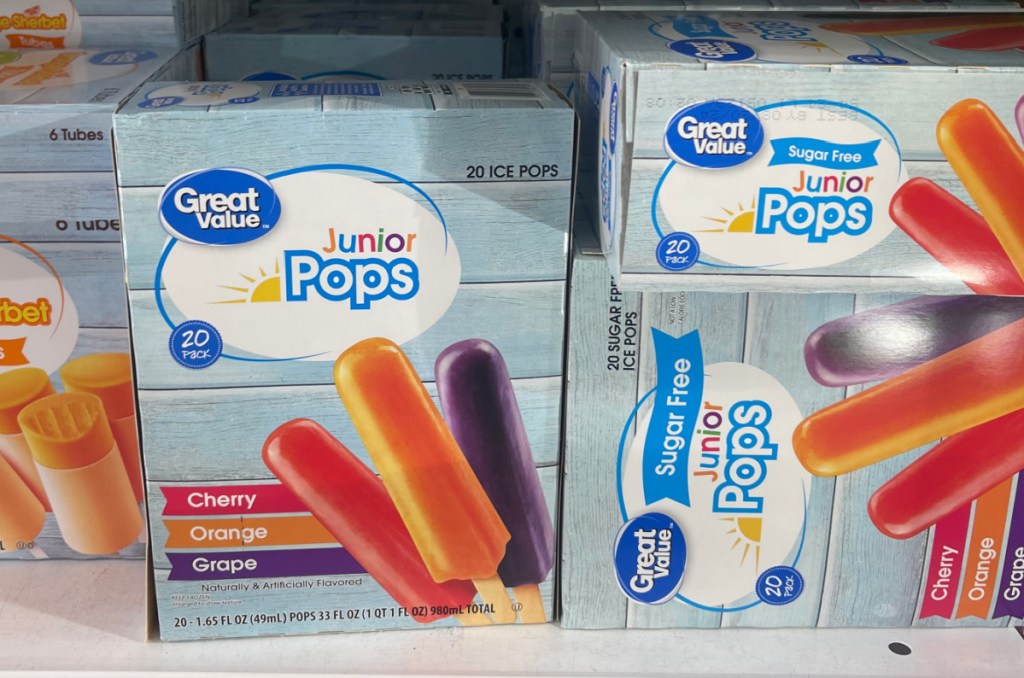 Great value popsicles in the frozen section at Walmart