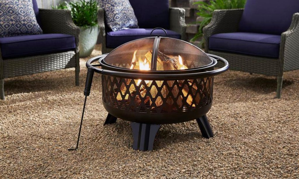 fire pit with metal poker