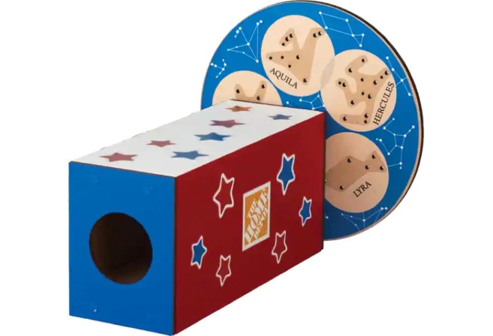 New Sealed Home Depot Kids Workshop Wooden Kit Sled with Reindeer sticker & Pin 