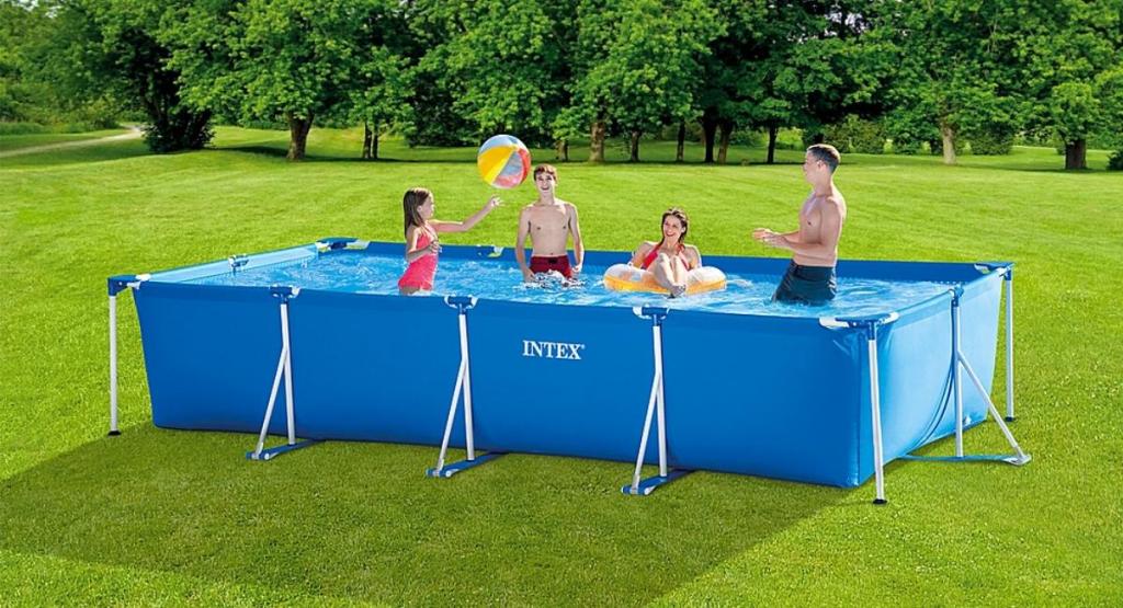 Intex Kids Rectangular Frame Outdoor Above Ground Swimming Pool