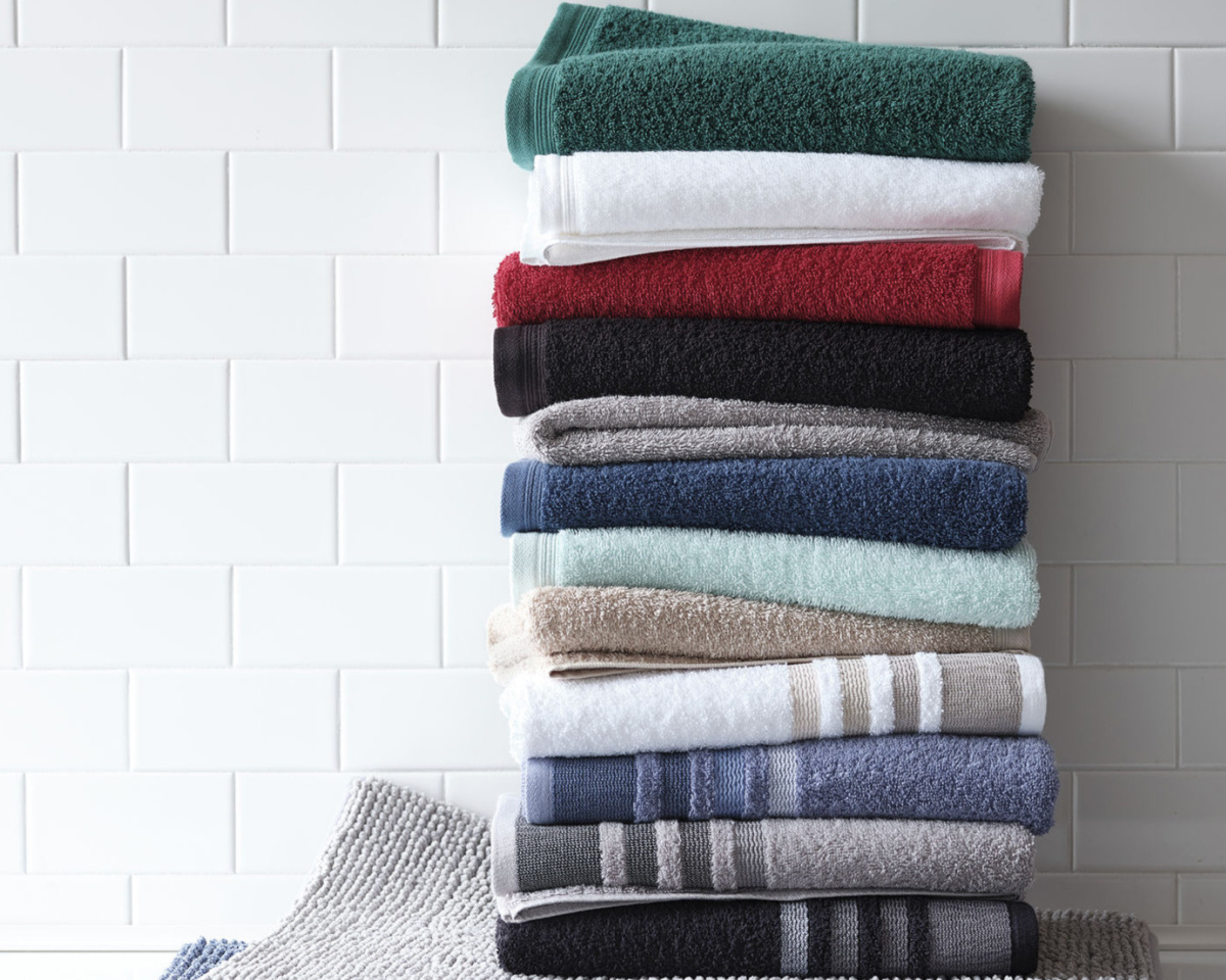 stack of folded bath towels