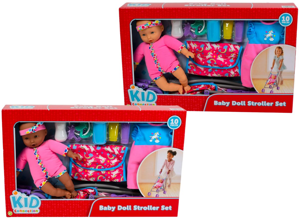 Kid Connection 10-Piece Baby Doll &amp; Stroller Set