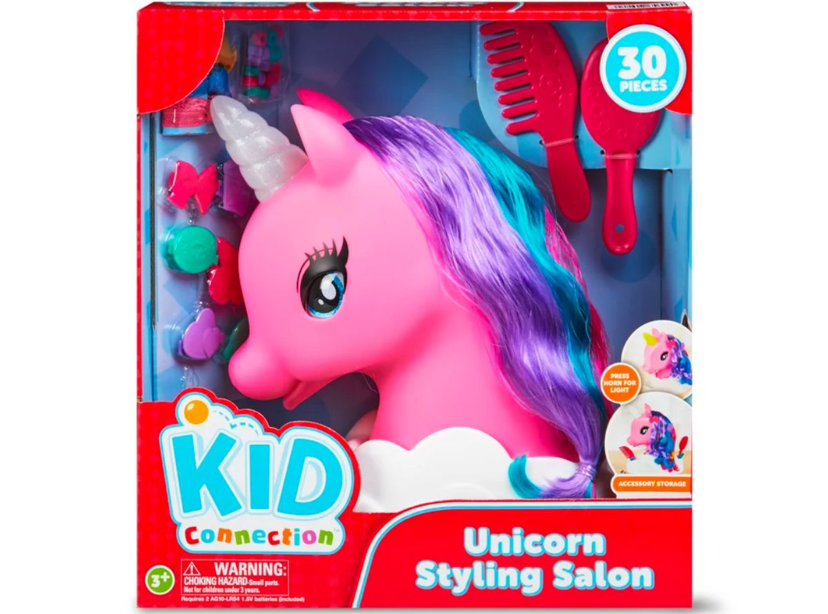 Kid Connection Unicorn Styling Head Toy Play Set - Blue Eyes