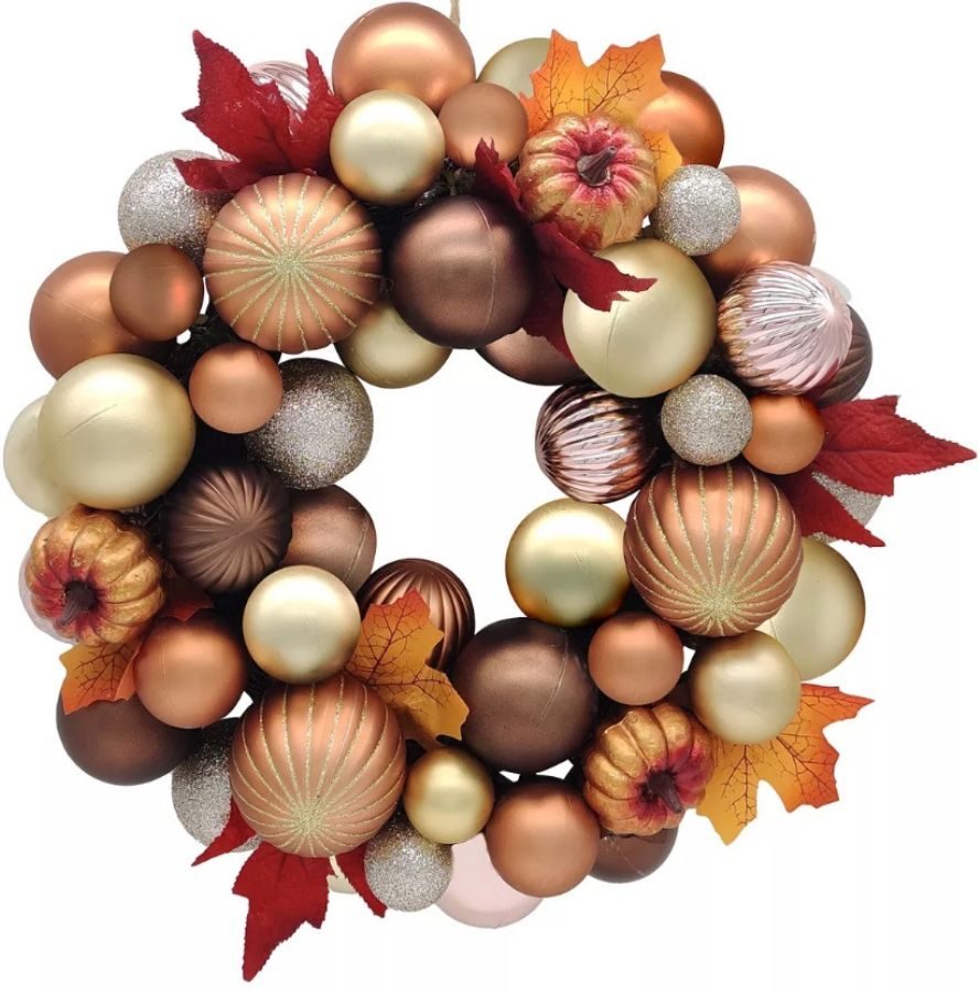 Kohl's Wreath with fall ornaments