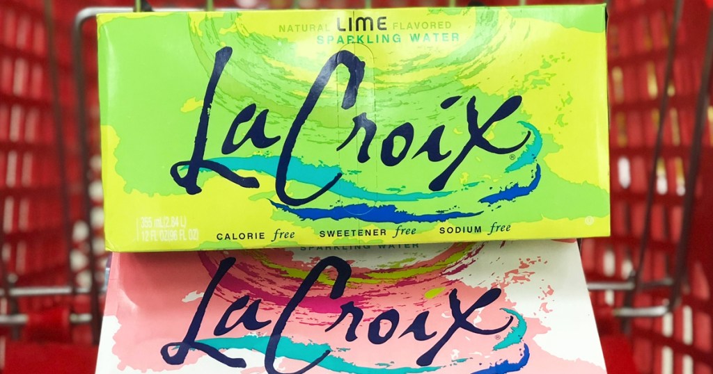 boxes of lacroix in shopping cart