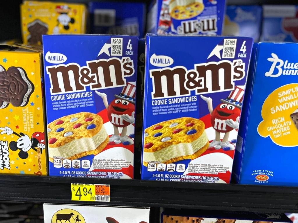 M&M Ice Cream Cookie Sandwiches 4-Count Boxes