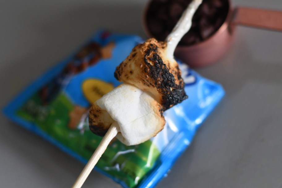 Roasted marshmallows going to be used for walking smores in a bag