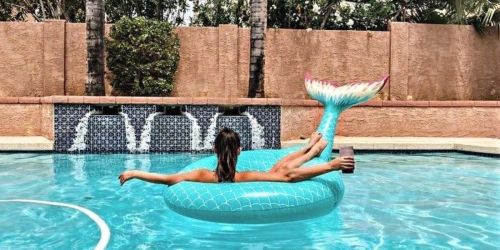 Giant Inflatable Mermaid Tail Pool Float Only $13 on Amazon | Perfect for the Beach!