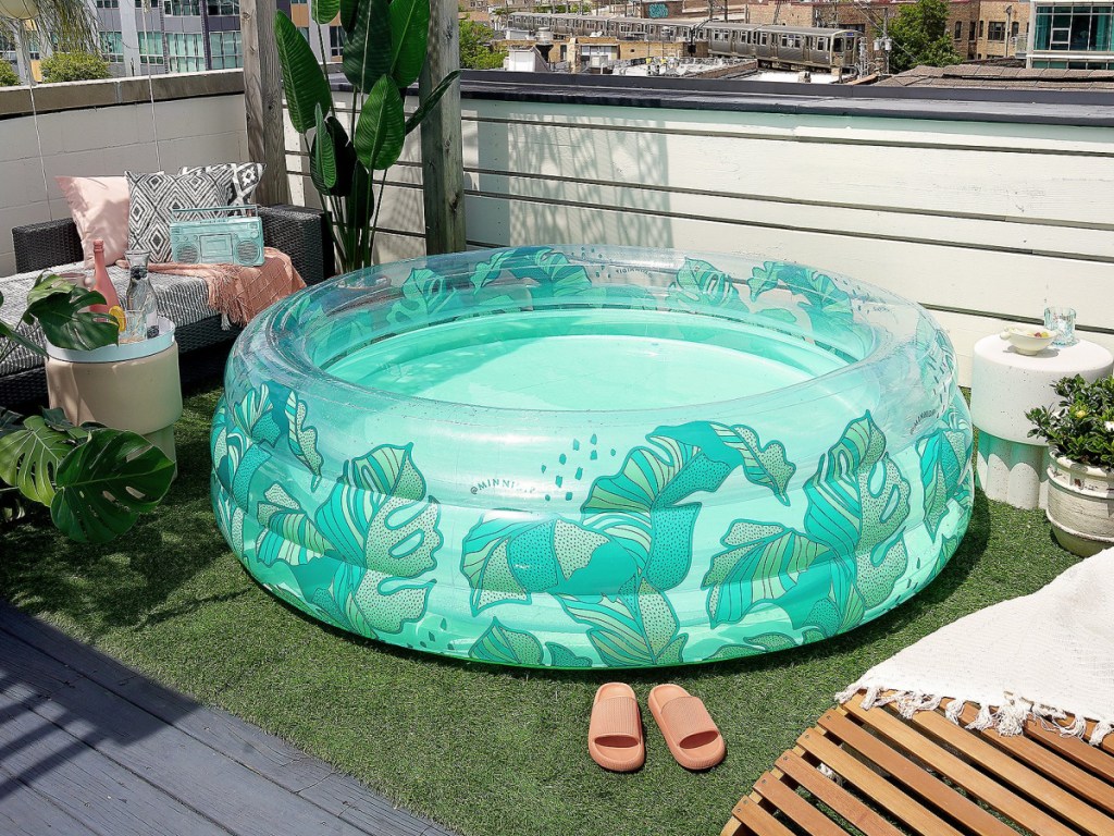 large inflatable pool on rooftop