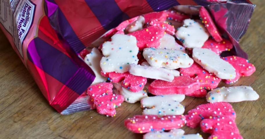 Mother's Circus Animal Cookies spilling out of a bag