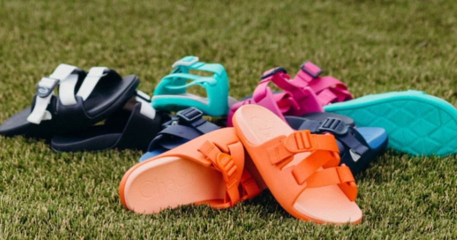Pile of Chaco Slides in various colors