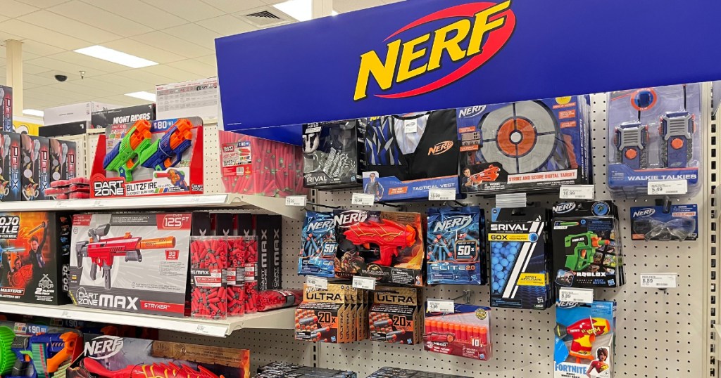 Nerf Blasters at Target on display