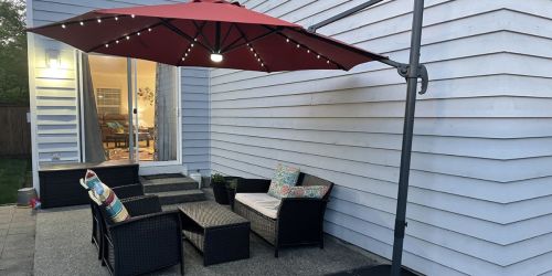 Rotating 10′ Patio Umbrella w/ LED Lights Only $89.99 Shipped (Regularly $300)