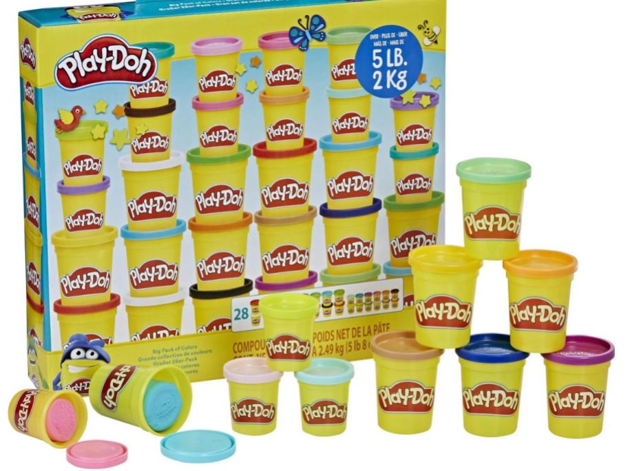 A box of 28 Play-Doh Colors
