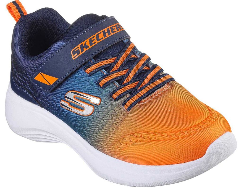 Skechers Boy's Go Run Sneaker in navy and orange
