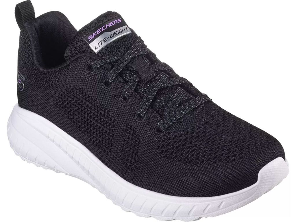 Skechers Ladies Chaos Sneaker black with a white sole