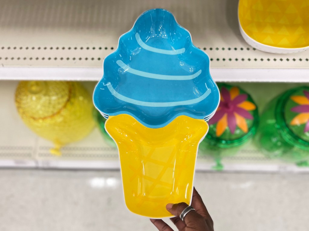 Sun Squad Melamine Figural Ice Cream Cone Serving Bowl
