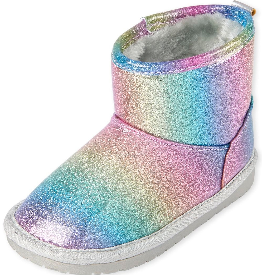 rainbow glitter bootie