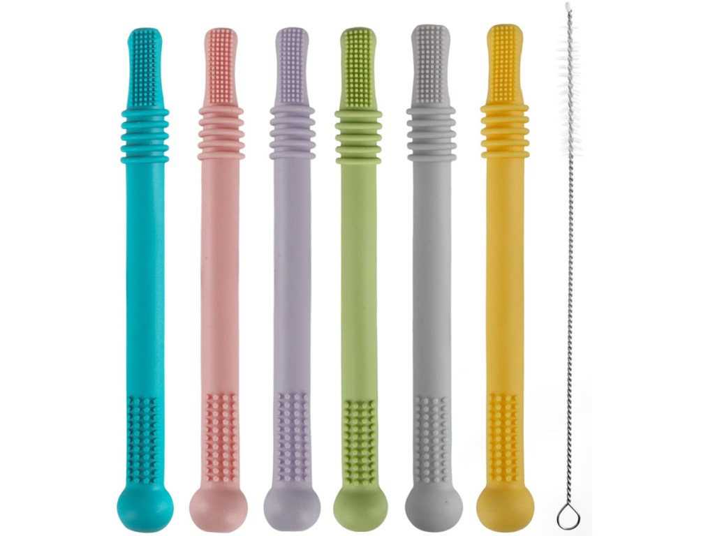 six teething tubes and brush cleaner
