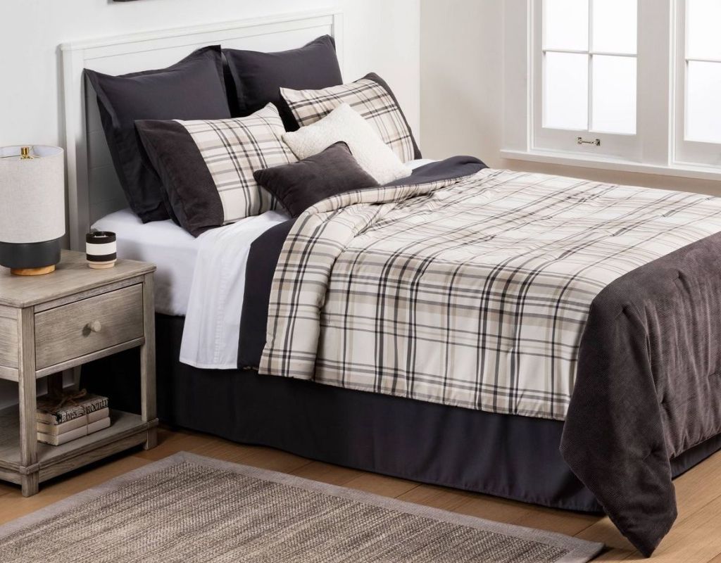 bedding set on a bed