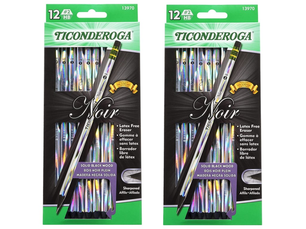 Ticonderoga Noir Black Wood-Cased Holographic Pencils 18 Count