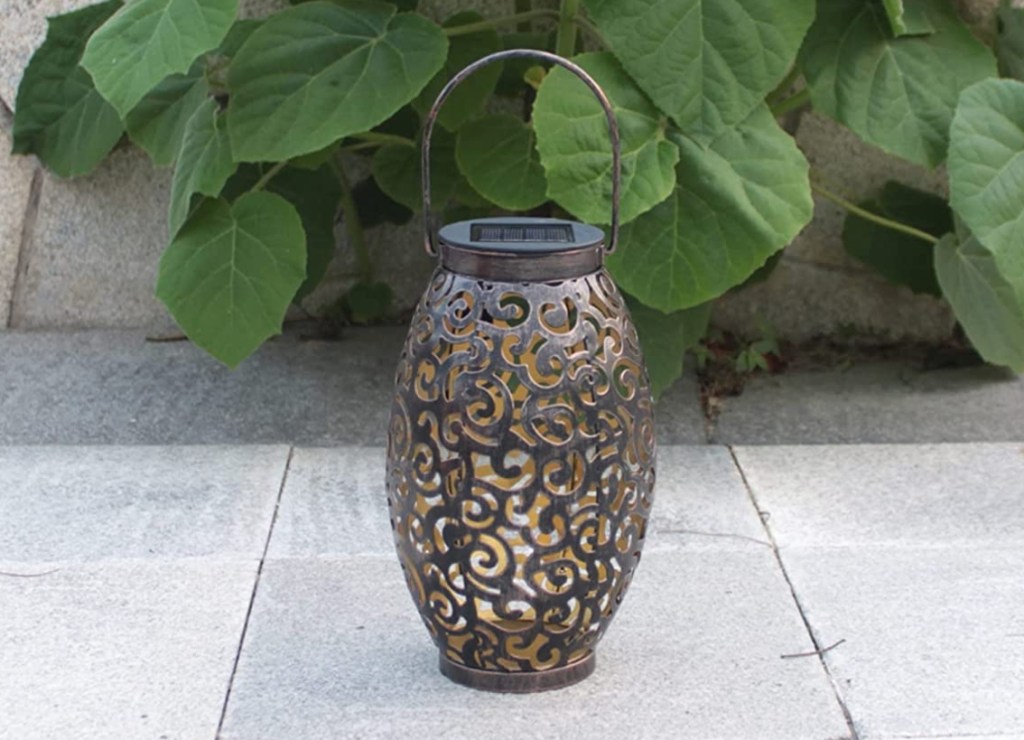 lantern on a patio