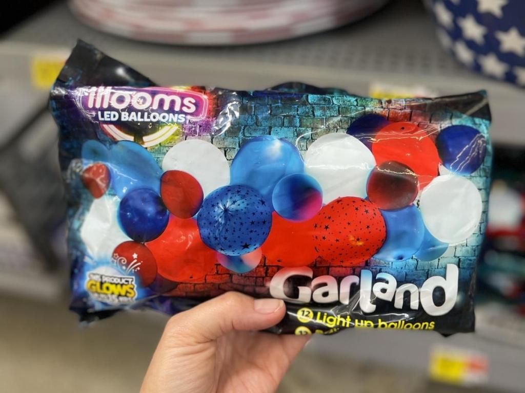 LED Red, White, and Blue Balloon Garland