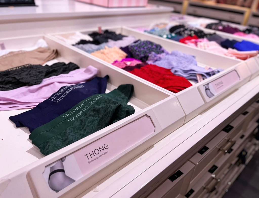 display table of victoria's secret underwear