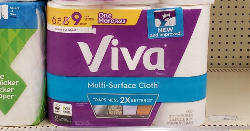 Viva Multi-Surface Cloth Paper Towels on store shelf