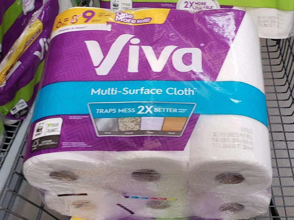Viva Multi-Surface Cloth Paper Towels in a shopping cart