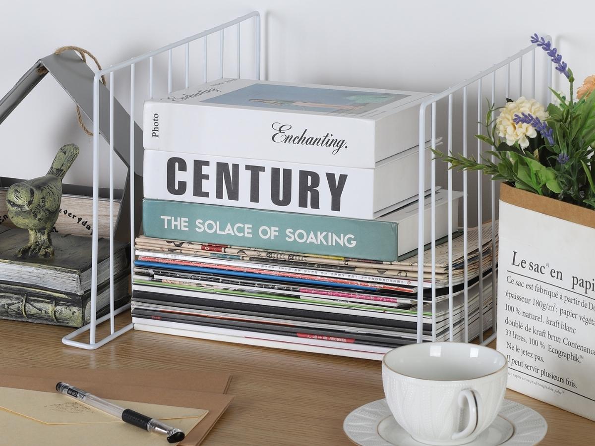 Shelf Dividers with books and magazines