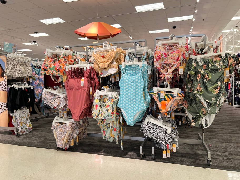 Womens Swimwear on rack at Target