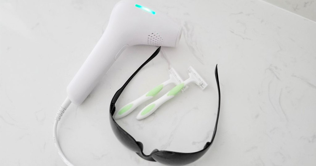 laser hair remover, razors, and sunglasses